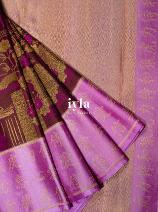 The Art of Japan Silk Saree in Boysenberry