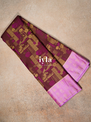 The Art of Japan Silk Saree in Boysenberry