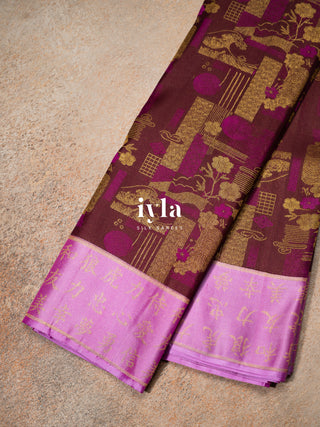 The Art of Japan Silk Saree in Boysenberry