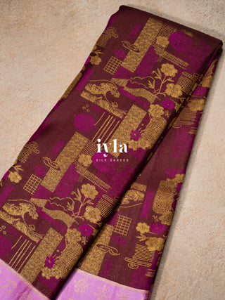 The Art of Japan Silk Saree in Boysenberry