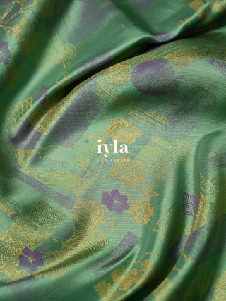 The Art of Japan Silk Saree in Sea Foam Green