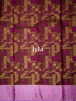 The Art of Japan Silk Saree in Boysenberry