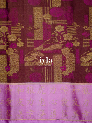 The Art of Japan Silk Saree in Boysenberry