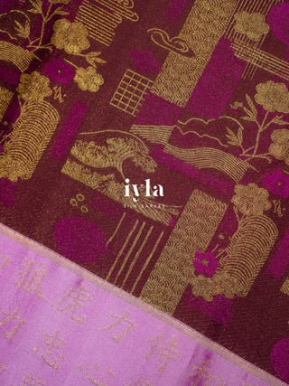 The Art of Japan Silk Saree in Boysenberry