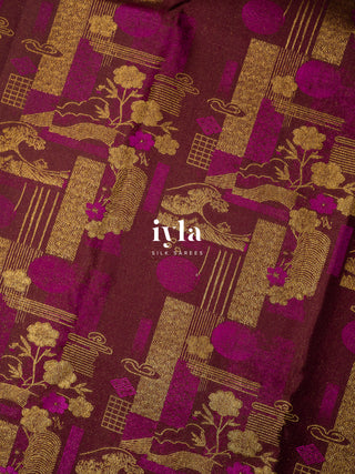 The Art of Japan Silk Saree in Boysenberry
