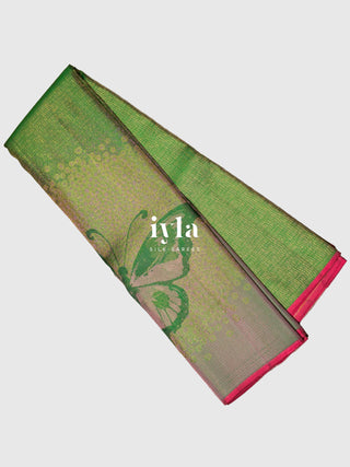 The Butterfly Ballet Kanjeevaram in Deep Forest Green