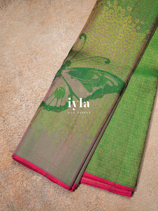 The Butterfly Ballet Kanjeevaram in Deep Forest Green
