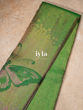 The Butterfly Ballet Kanjeevaram in Deep Forest Green
