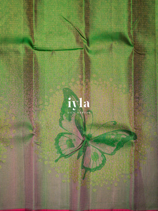 The Butterfly Ballet Kanjeevaram in Deep Forest Green