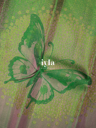 The Butterfly Ballet Kanjeevaram in Deep Forest Green