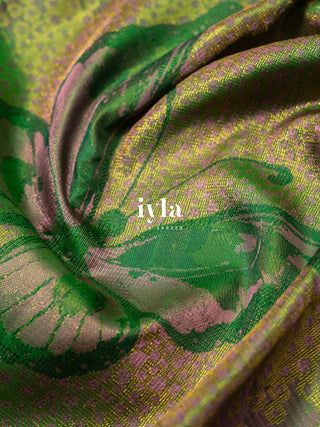 The Butterfly Ballet Kanjeevaram in Deep Forest Green