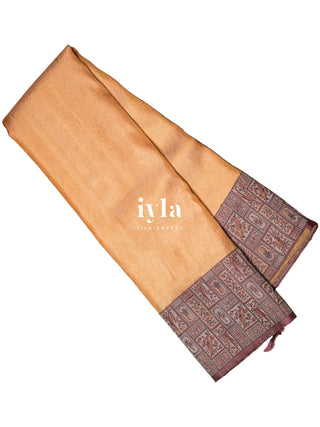 The Birds of Paradise Silk Saree in Apricot Peach