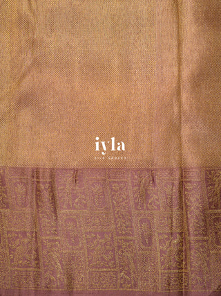 The Birds of Paradise Silk Saree in Apricot Peach