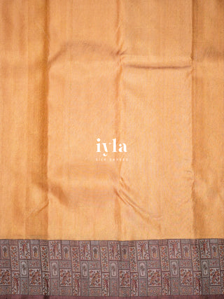 The Birds of Paradise Silk Saree in Apricot Peach
