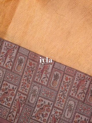 The Birds of Paradise Silk Saree in Apricot Peach