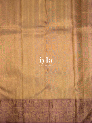 The Birds of Paradise Silk Saree in Apricot Peach