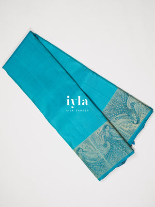 The Autumn Willow Princess Kanjeevaram in Aqua Blue