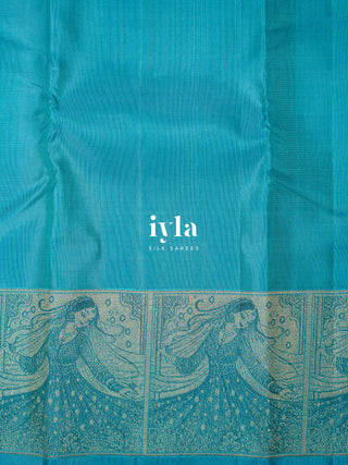 The Autumn Willow Princess Kanjeevaram in Aqua Blue