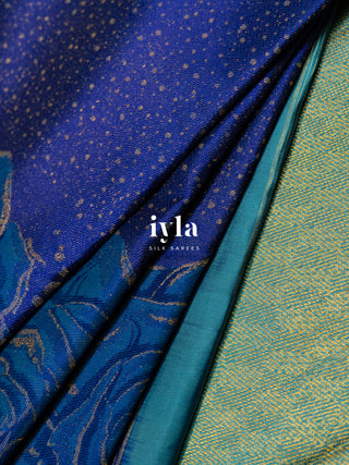 The Damask Bloom Kanjeevaram in Ultramarine Blue