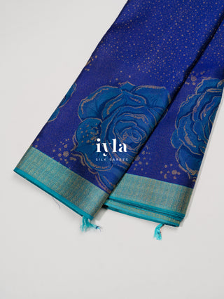 The Damask Bloom Kanjeevaram in Ultramarine Blue