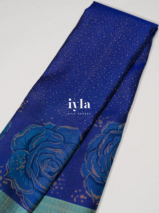 The Damask Bloom Kanjeevaram in Ultramarine Blue