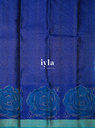 The Damask Bloom Kanjeevaram in Ultramarine Blue