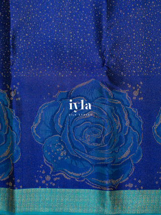 The Damask Bloom Kanjeevaram in Ultramarine Blue