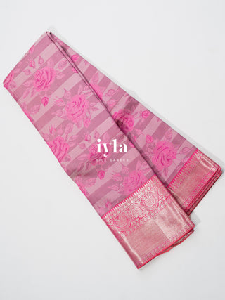 The Bonica Rose Bush Kanjeevaram in Bubble Gum Pink
