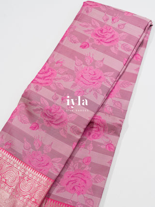 The Bonica Rose Bush Kanjeevaram in Bubble Gum Pink