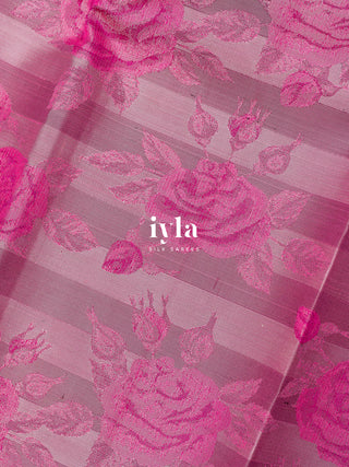 The Bonica Rose Bush Kanjeevaram in Bubble Gum Pink