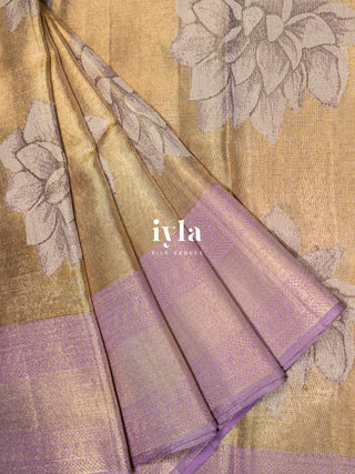 The Sacred Lotus Weave Kanjeevaram in Liquid Gold
