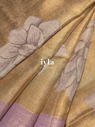 The Sacred Lotus Weave Kanjeevaram in Liquid Gold