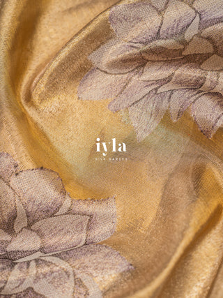 The Sacred Lotus Weave Kanjeevaram in Liquid Gold