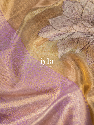 The Sacred Lotus Weave Kanjeevaram in Liquid Gold
