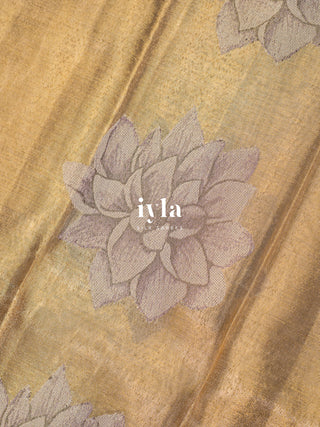The Sacred Lotus Weave Kanjeevaram in Liquid Gold