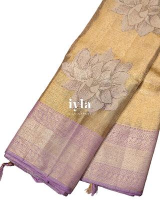 The Sacred Lotus Weave Kanjeevaram in Liquid Gold