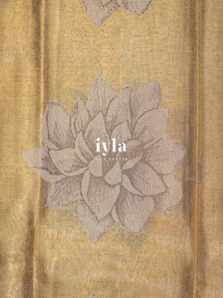 The Sacred Lotus Weave Kanjeevaram in Liquid Gold