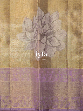 The Sacred Lotus Weave Kanjeevaram in Liquid Gold