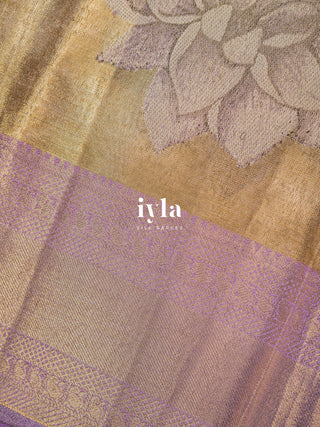 The Sacred Lotus Weave Kanjeevaram in Liquid Gold