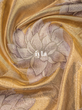 The Sacred Lotus Weave Kanjeevaram in Liquid Gold