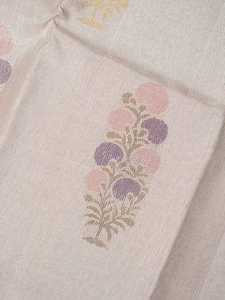 The Pearl White Bubble Tree Color Burst Kanjeevaram