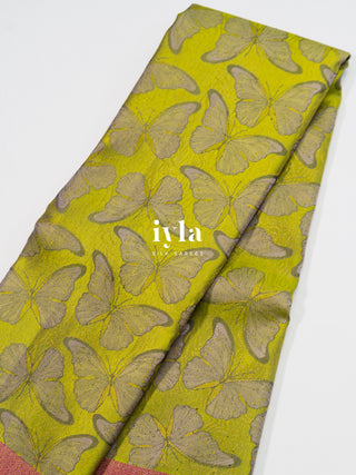 The Butterfly Weave Kanjeevaram in Chartreuse Green