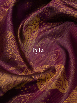 The Butterfly Weave Kanjeevaram in Purple Wine