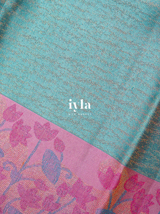 The Enchanted Lotus Pond Kanjeevaram in Sky Blue