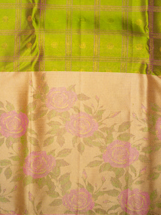The Bonica Rose Bush Kanjeevaram in Pear Green