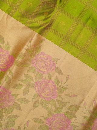 The Bonica Rose Bush Kanjeevaram in Pear Green