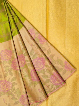 The Bonica Rose Bush Kanjeevaram in Pear Green