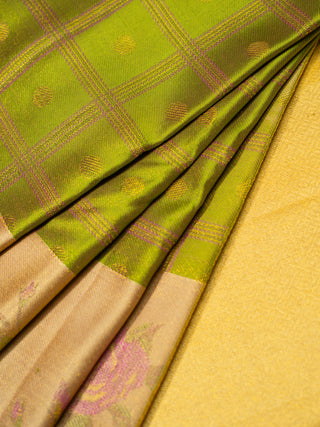 The Bonica Rose Bush Kanjeevaram in Pear Green