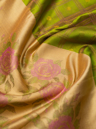 The Bonica Rose Bush Kanjeevaram in Pear Green