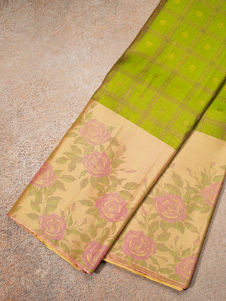 The Bonica Rose Bush Kanjeevaram in Pear Green